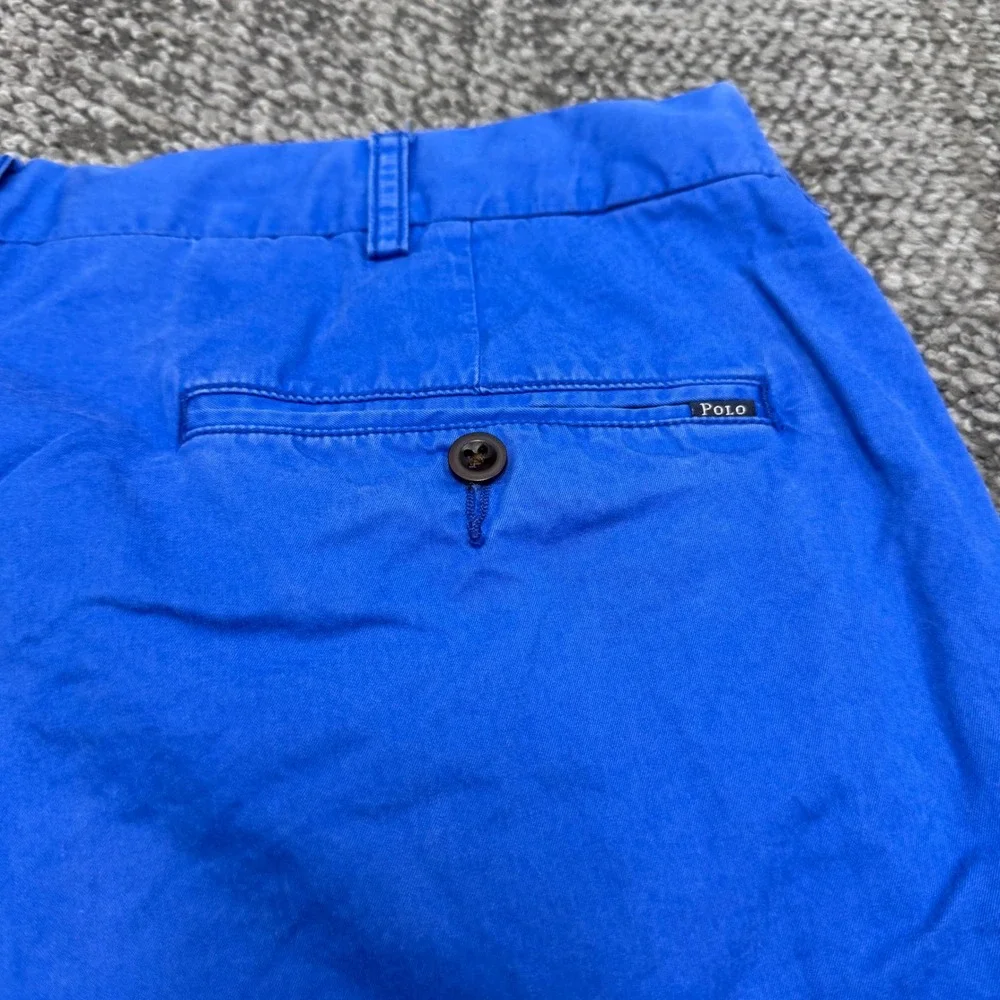 Polo Ralph Lauren Classic Fit Shorts Mens 36 Blue Solid Cotton Chino Twill